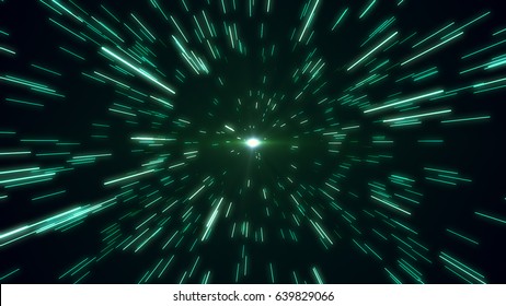 Hyperspace Star Field Zoom Blur 3d Illustration