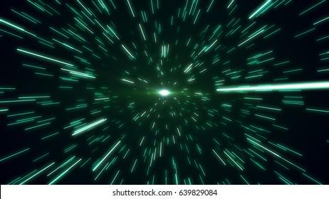 Hyperspace Star Field Zoom Blur 3d Illustration