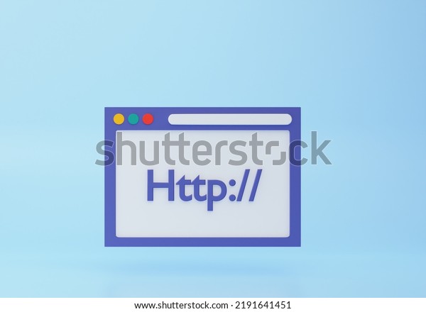 Hypertext Transfer Protocol Concept, HTTP data web\
page. Web browser, internet communication protocol. 3d rendering\
icon. Cartoon minimal\
style.