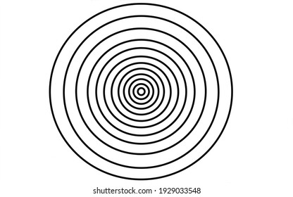 Hypnotic Black Circles Recede To A Vanishing Point On A White Background Computer Graphic