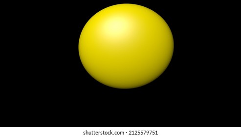 Hypnotic Yellow Ball Bounces On A Black Background 3d. Shock-absorbing Elastic Abstract Balls.