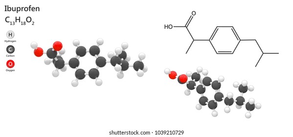 Ibuprofen Molecular Structure Chemical Formula Analgesic Stock ...