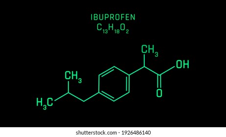 Ibuprofen Molecular Structure Symbol Neon On Black Background