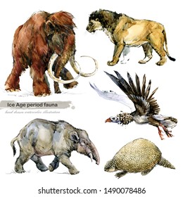 Ice Age Period Fauna Prehistoric Animals Stock Illustration 1490078486 ...