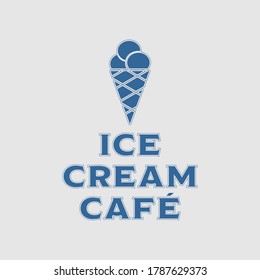 Eiscreme-Café-Emblem. Straßenmarkensymbol