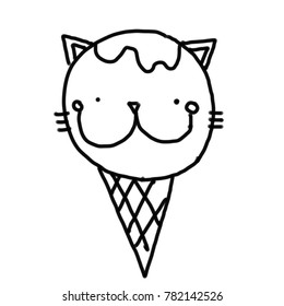 Ice Cream Cat Funny Art Drawing Stock Illustration 782142526 | Shutterstock