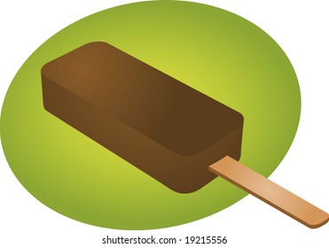 Ice Cream Chocolate Fudgesicle On Stick Illustration