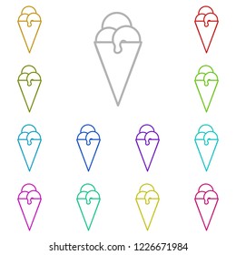 Ice cream cone with one scoop icon in multi color. Simple outline illustration of amusement set for UI and UX, website or mobile application - Powered by Shutterstock