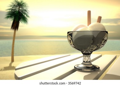 ice cream in glass bulb on the beach - Powered by Shutterstock