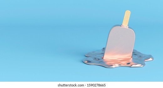 Ice cream on blue background 3d render