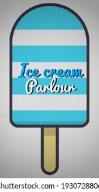 Ice Cream Parlor Logo In Creative Blue And White Design Of Candy