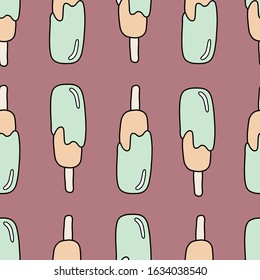 Ice cream pattern, cartoon style