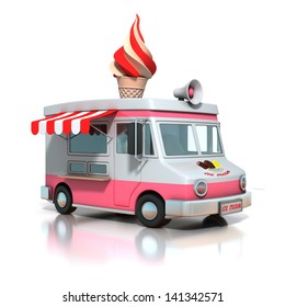 ice cream truck 3d illustration