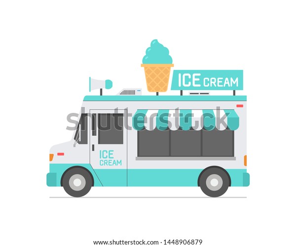 Ice Cream\
Truck. isolated on white\
background