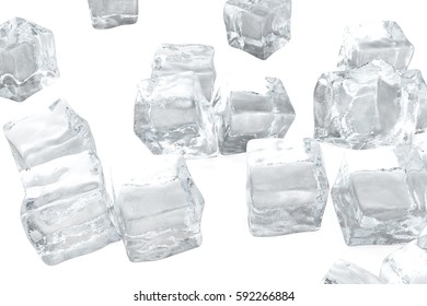 Ice cubes isolated on white background, 3d rendering - Shutterstock ID 592266884