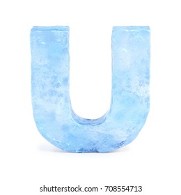 Ice Font 3d Rendering, Letter U