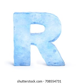 Ice Font 3d Rendering, Letter R