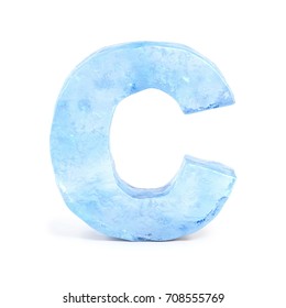Ice Font 3d Rendering, Letter C