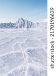 Ice ground with crack pattern, 3d rendering. Computer digital drawing.