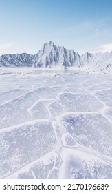 Ice ground with crack pattern, 3d rendering. Computer digital drawing.