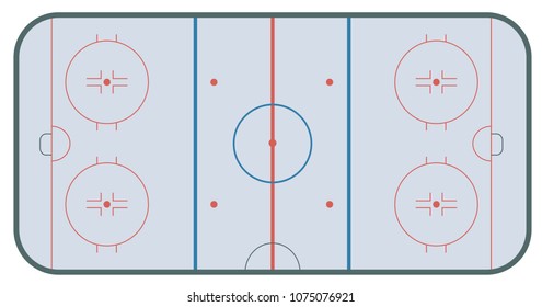 Ice Hockey Rink With Markings . Top View