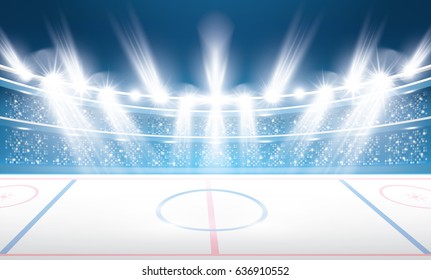 Ice Hockey Stadium with Spotlights.