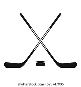 Ice hockey sticks icon. Simple illustration of ice hockey sticks  icon for web