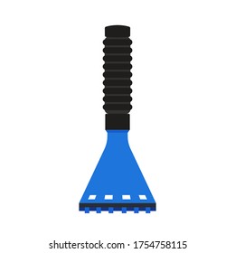 Ice Scraper Snow Removal Car Icon Blue. Illustration Equipment Clean Tool Window Vehicle. Flat Symbol Element Kit