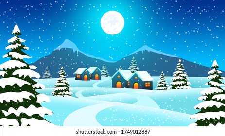 Ice Village Scenery Landscape Digital Illustration Stock Illustration ...