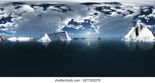 Icebergs Ocean Hdri Environment Map Round Stock Illustration 1877503279 ...