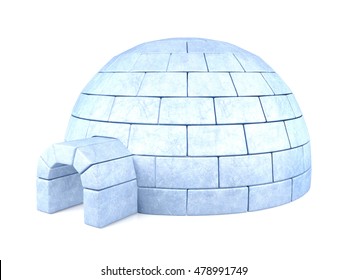 Iced Igloo Isolated On White Background, 3D Rendering