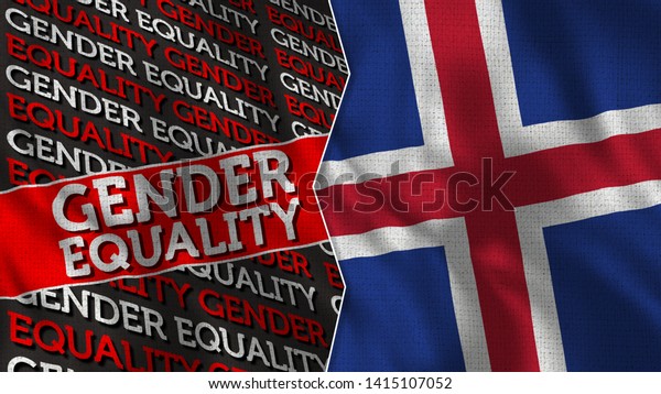 Iceland Gender Equality Title Flag Together Stock Illustration