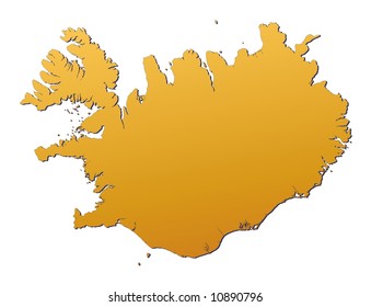 Iceland map filled with orange gradient. Mercator projection.