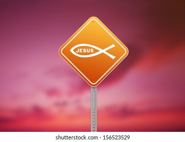 Ichthus Religious Road Sign