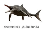 Ichthyosaur, extinct marine reptile from Early Triassic to Late Cretaceous, isolated on white background, 3d paleoart rendering 