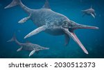Ichthyosaur stenopterygius, large extinct marine reptiles from Early Triassic to Late Cretaceous, 3d science rendering 