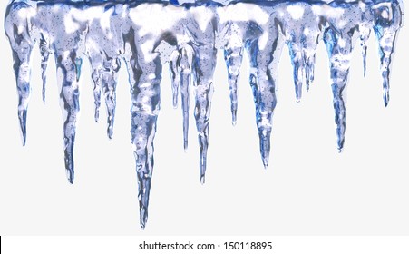 Icicles Isolated with Clipping Path. Design Element