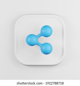 Icon Blue Share Cartoon Style. 3d Rendering White Square Button Key, Interface Ui Ux Element