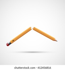 Icon Broken Pencil. Stress And The Failure. Stock Illustration.