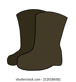 Icon Of Brown Rubber Garden Boots White Background