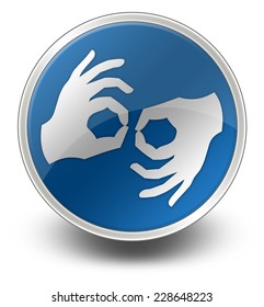 Icon, Button, Pictogram With Sign Language Symbol