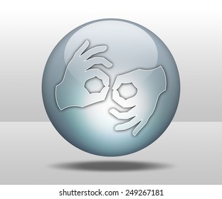 Icon, Button, Pictogram With Sign Language Symbol