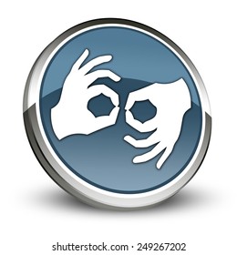 Icon, Button, Pictogram With Sign Language Symbol