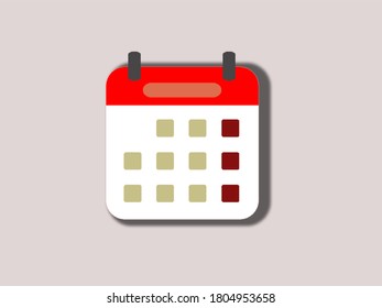 Icon Of A Calendar Made With Red And White Colors As Principal, With Small Squares In The Inside As A Representation Of The Days Of The Week.