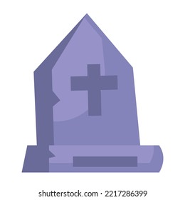 Icon Cartoon Headstone Or Tombstone For Grave. Death Gravestone For Cemetery And Dead Symbol. Halloween Tomb Or Scary Burial. Crypt Or Old Element Rip And Ingenious Illustration