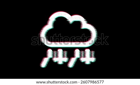 Icon cloud sleet is distorted. Glitch. Noise, chromatic aberration, geometric distortion  
