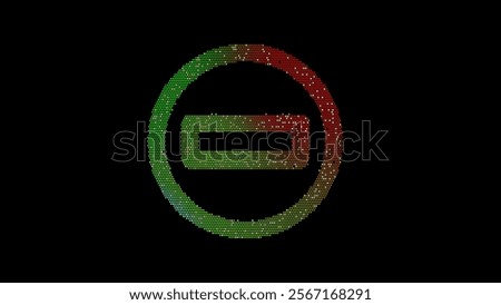 Icon do not enter is made up of LED square shapes. There are bright diodes and there are black dead diodes  