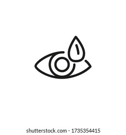 Icon Of Dry Eye. Tired Eye, Saline-containing Drops, Medication, Artificial Tear. Optometry Concept. Can Be Used For Topics Like Ocular Routine, Allergy, Medicine