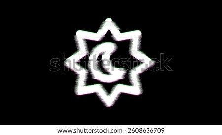 Icon eclipse is distorted. Glitch. Noise, chromatic aberration, geometric distortion  