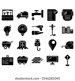 Icon glyph style engineering, technical, equipment, building, construction - Powered by Shutterstock